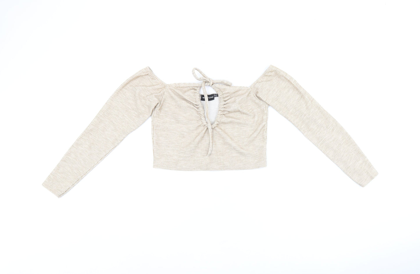 Womens UK Size 12 PRETTYLITTLETHING Beige Cropped Tank