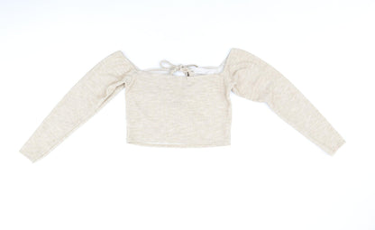 Womens UK Size 12 PRETTYLITTLETHING Beige Cropped Tank
