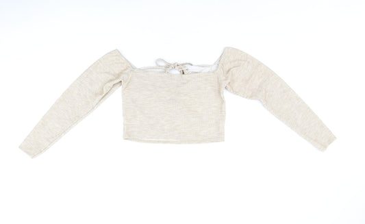 Womens UK Size 12 PRETTYLITTLETHING Beige Cropped Tank