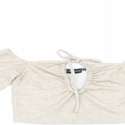 Womens UK Size 12 PRETTYLITTLETHING Beige Cropped Tank