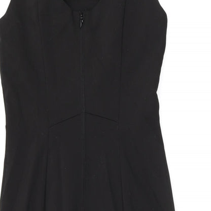 H&M Womens Black Cotton Bodycon Size 14 Round Neck Zip - Studded
