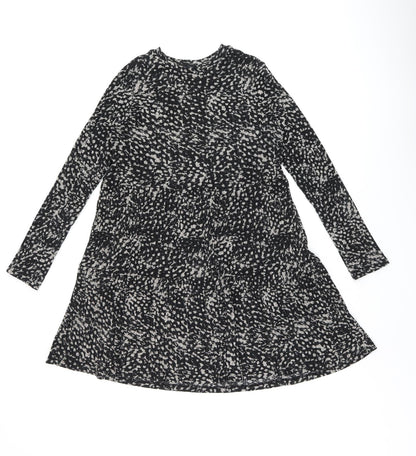 River Island Womens Black Geometric Polyester A-Line Size 12 Round Neck Pullover