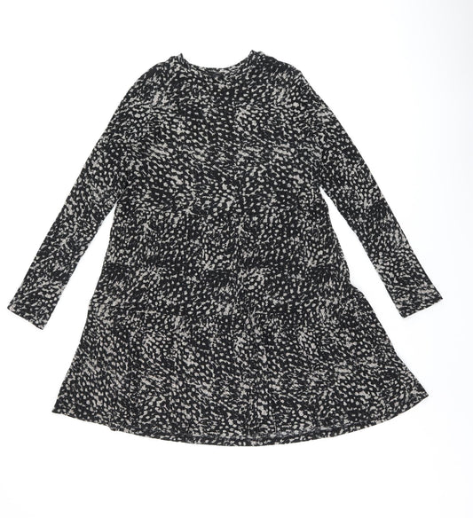 River Island Womens Black Geometric Polyester A-Line Size 12 Round Neck Pullover