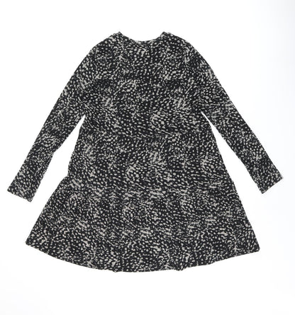 River Island Womens Black Geometric Polyester A-Line Size 12 Round Neck Pullover