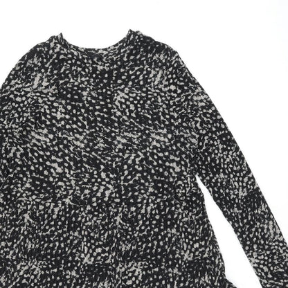 River Island Womens Black Geometric Polyester A-Line Size 12 Round Neck Pullover