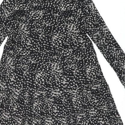 River Island Womens Black Geometric Polyester A-Line Size 12 Round Neck Pullover