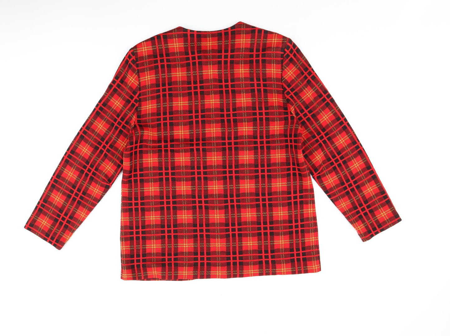Gordon Wyatt Womens Red Plaid Polyester Basic Blouse Size 16 Round Neck