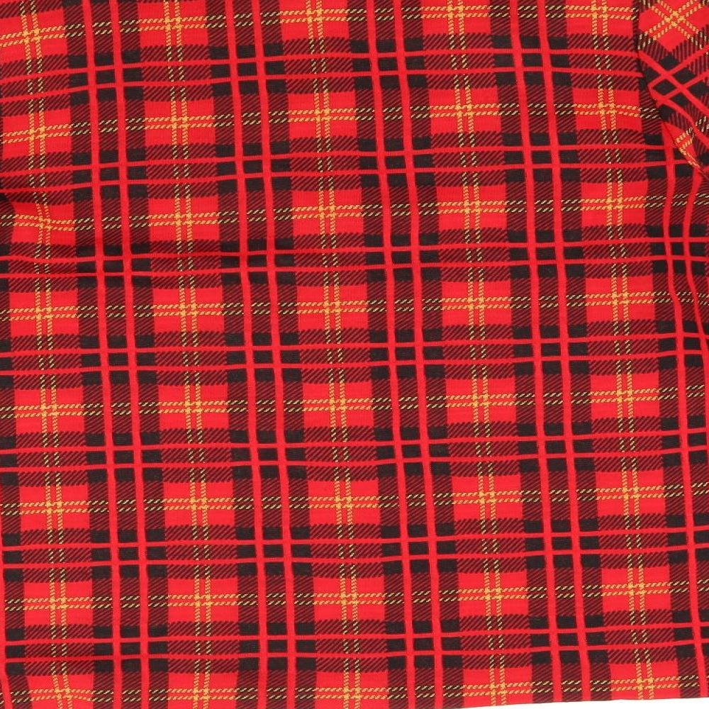 Gordon Wyatt Womens Red Plaid Polyester Basic Blouse Size 16 Round Neck