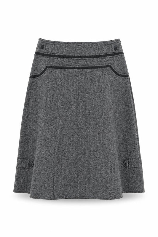 Simon Jeffrey Womens Grey Polyester Swing Skirt Size 14 Zip