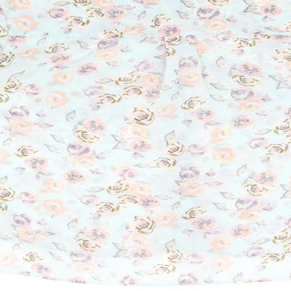 Topshop Womens Blue Floral Polyester Basic Button-Up Size 10 Collared