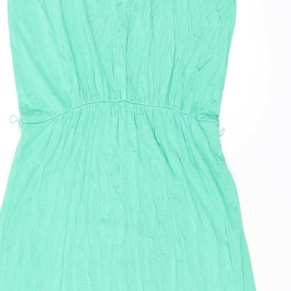 Oasis Womens Green Viscose Shift Size S Scoop Neck Button - Keyhole Neck