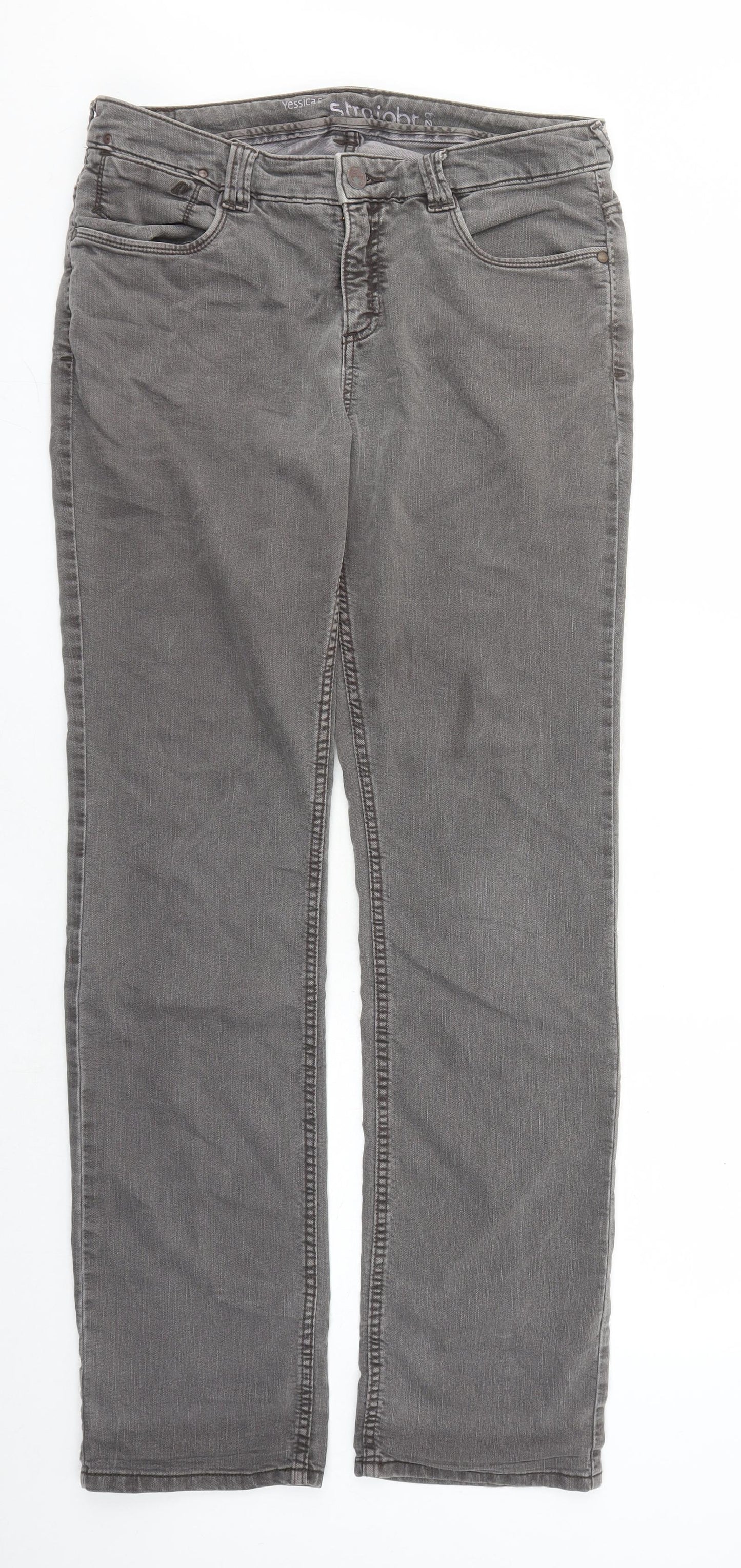 Yessica Womens Grey Cotton Straight Jeans Size 32 in L30 in Regular Zip