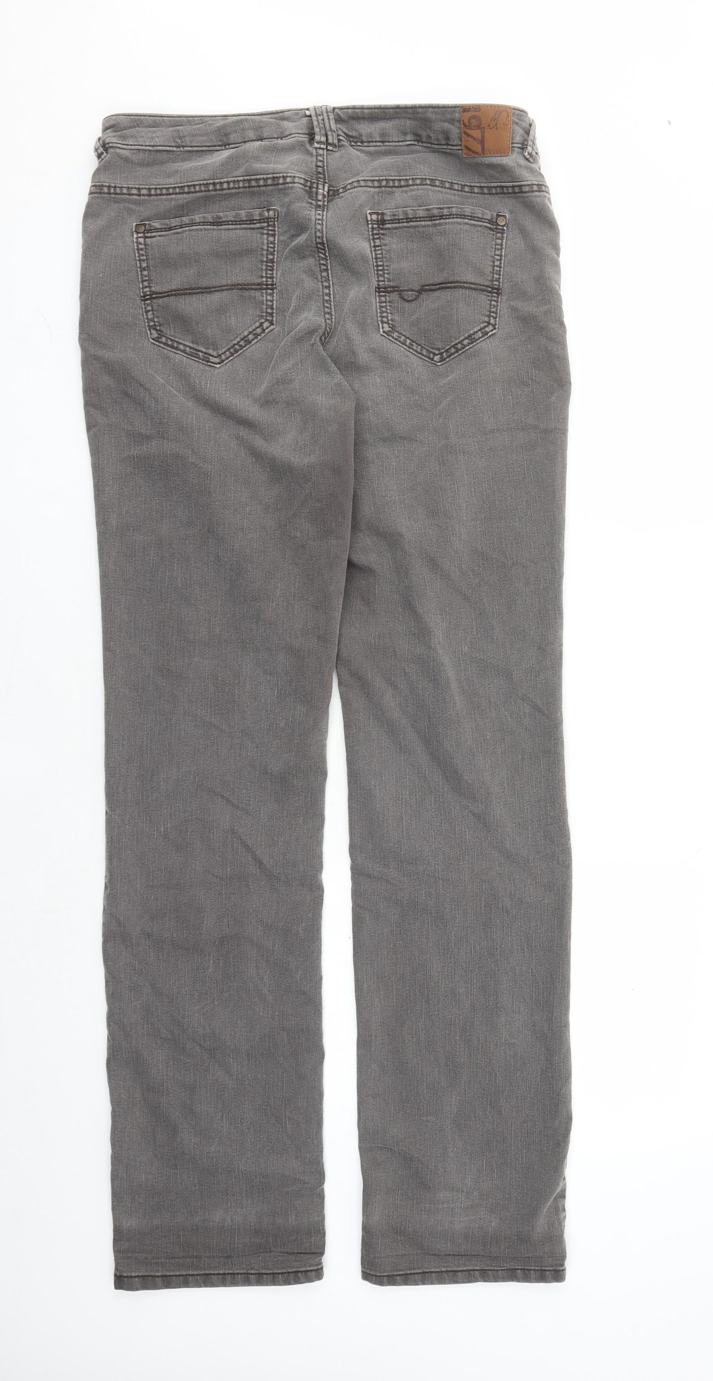 Yessica Womens Grey Cotton Straight Jeans Size 32 in L30 in Regular Zip