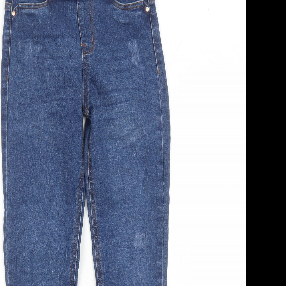 Denim & Co. Girls Blue Cotton Jegging Jeans Size 9-10 Years L22 in Regular - Fringe Detail