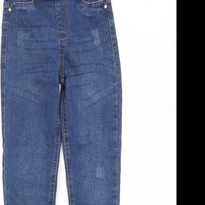 Denim & Co. Girls Blue Cotton Jegging Jeans Size 9-10 Years L22 in Regular - Fringe Detail