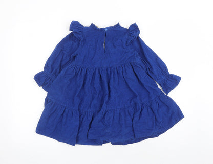 Angel&Rocket Girls Blue 100% Cotton Trapeze & Swing Size 4 Years Round Neck Button - Embroidered Detail