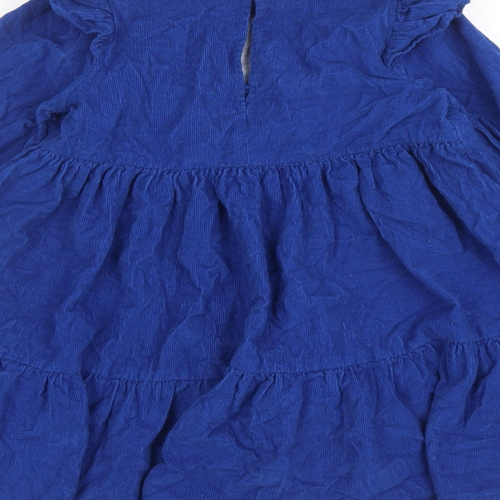 Angel&Rocket Girls Blue 100% Cotton Trapeze & Swing Size 4 Years Round Neck Button - Embroidered Detail