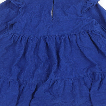 Angel&Rocket Girls Blue 100% Cotton Trapeze & Swing Size 4 Years Round Neck Button - Embroidered Detail