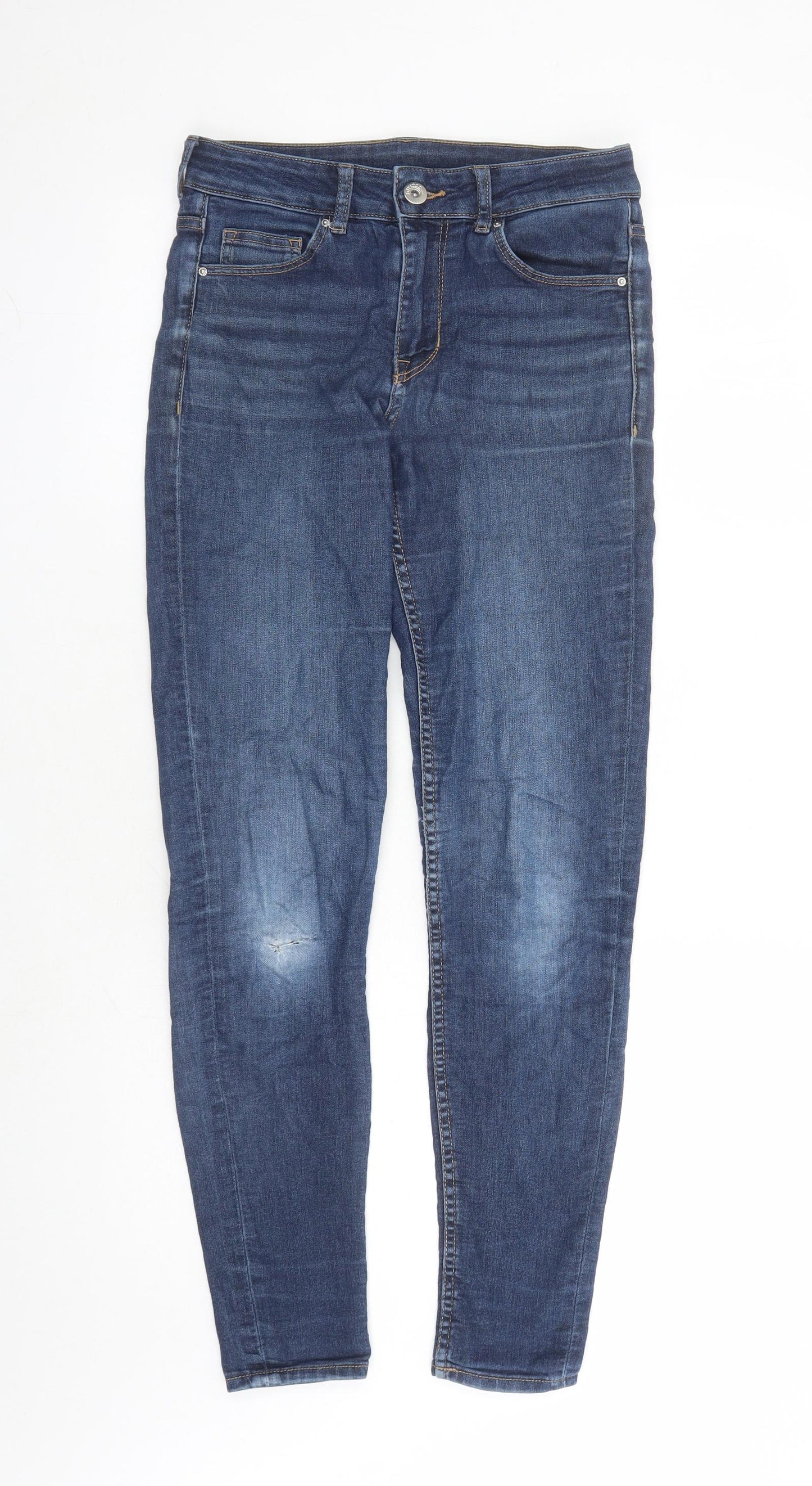 Divided by H&M Womens Blue Cotton Skinny Jeans Size 8 L27 in Regular Zip