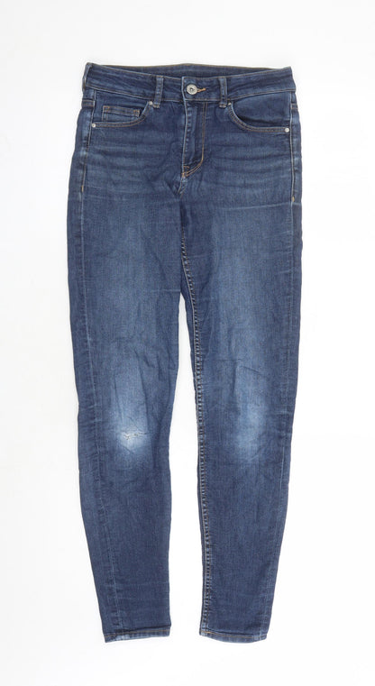 Divided by H&M Womens Blue Cotton Skinny Jeans Size 8 L27 in Regular Zip