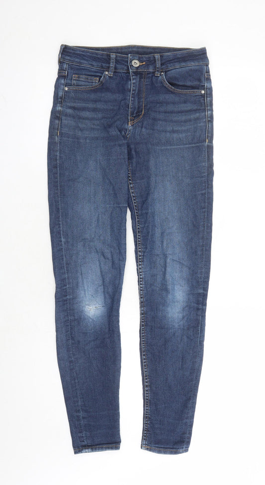Divided by H&M Womens Blue Cotton Skinny Jeans Size 8 L27 in Regular Zip