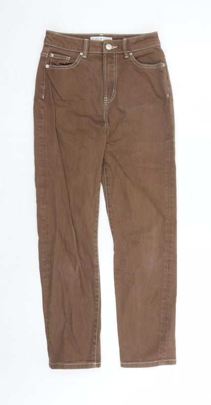 Denim & Co. Womens Brown Cotton Straight Jeans Size 6 L27 in Regular Zip