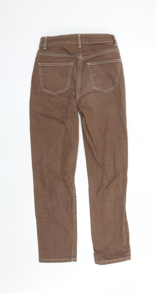 Denim & Co. Womens Brown Cotton Straight Jeans Size 6 L27 in Regular Zip