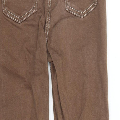 Denim & Co. Womens Brown Cotton Straight Jeans Size 6 L27 in Regular Zip