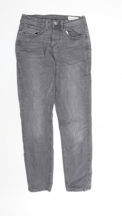 Denim & Co. Mens Grey Cotton Straight Jeans Size 30 in L29 in Regular Button