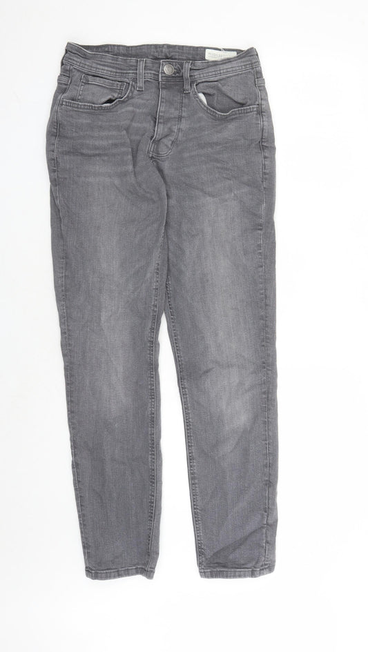 Denim & Co. Mens Grey Cotton Straight Jeans Size 30 in L29 in Regular Button