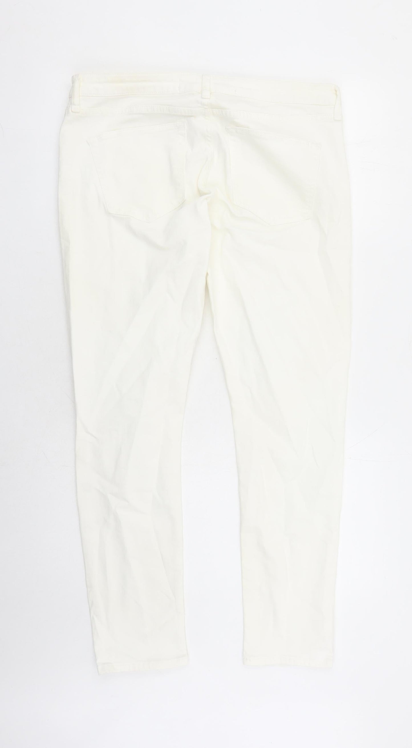 Denim & Co. Womens White Cotton Straight Jeans Size 14 L29 in Regular Zip