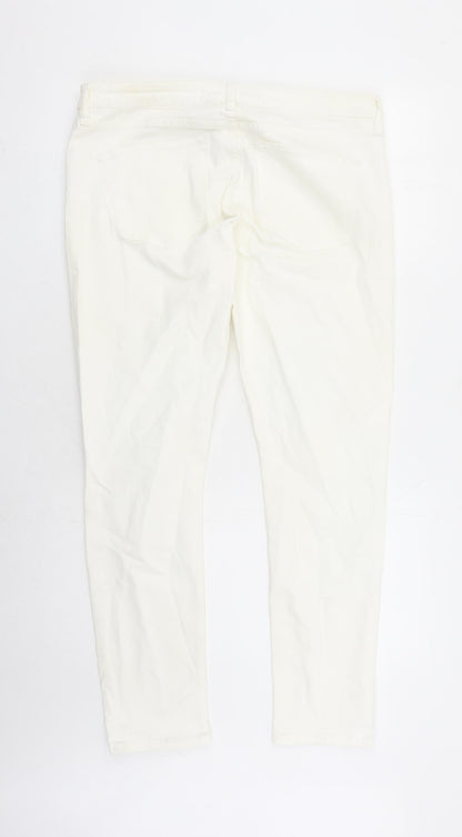 Denim & Co. Womens White Cotton Straight Jeans Size 14 L29 in Regular Zip