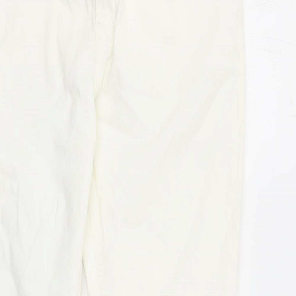 Denim & Co. Womens White Cotton Straight Jeans Size 14 L29 in Regular Zip