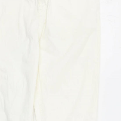 Denim & Co. Womens White Cotton Straight Jeans Size 14 L29 in Regular Zip