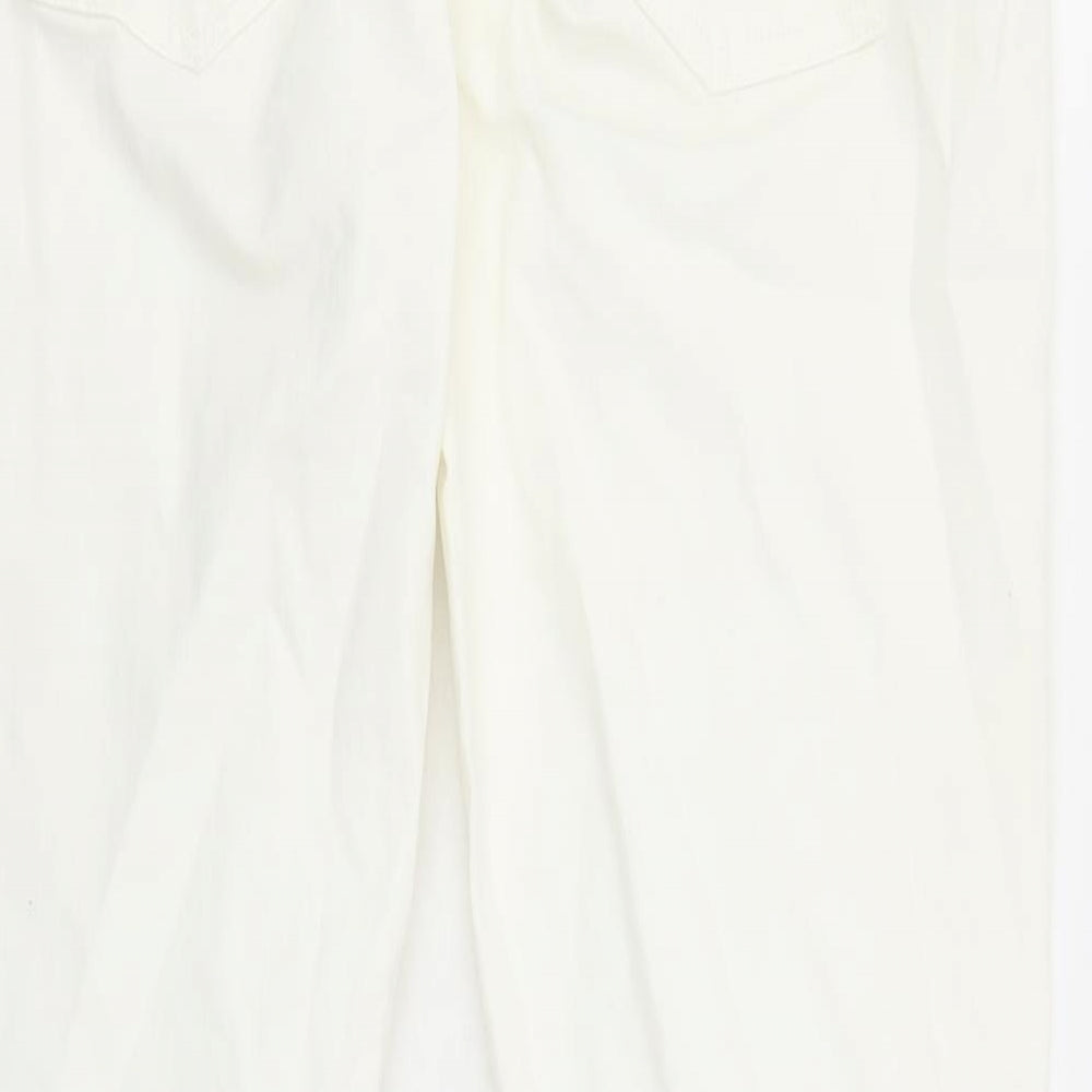 Denim & Co. Womens White Cotton Straight Jeans Size 14 L29 in Regular Zip