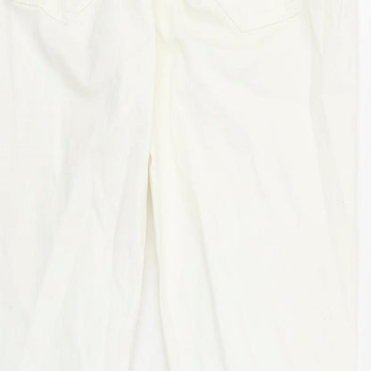 Denim & Co. Womens White Cotton Straight Jeans Size 14 L29 in Regular Zip