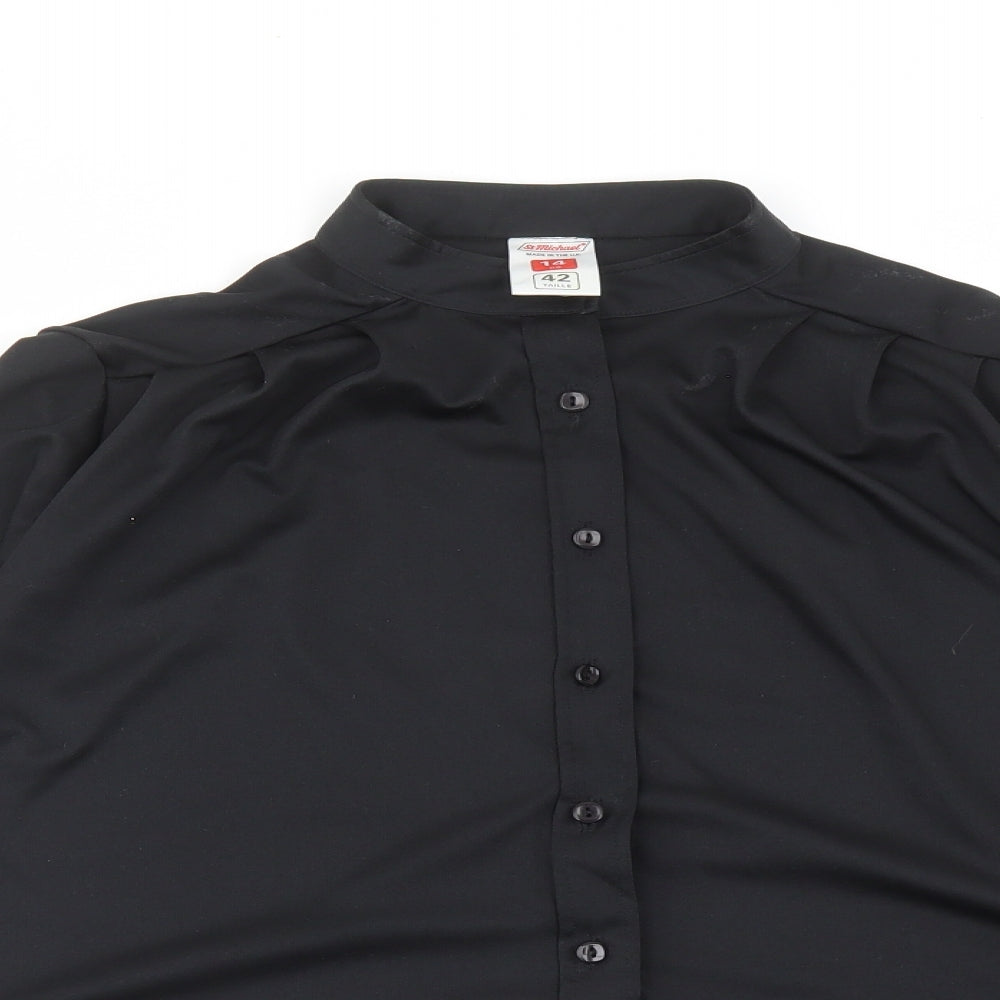 Womens UK Size 14 St Michael Black Basic Button-Up