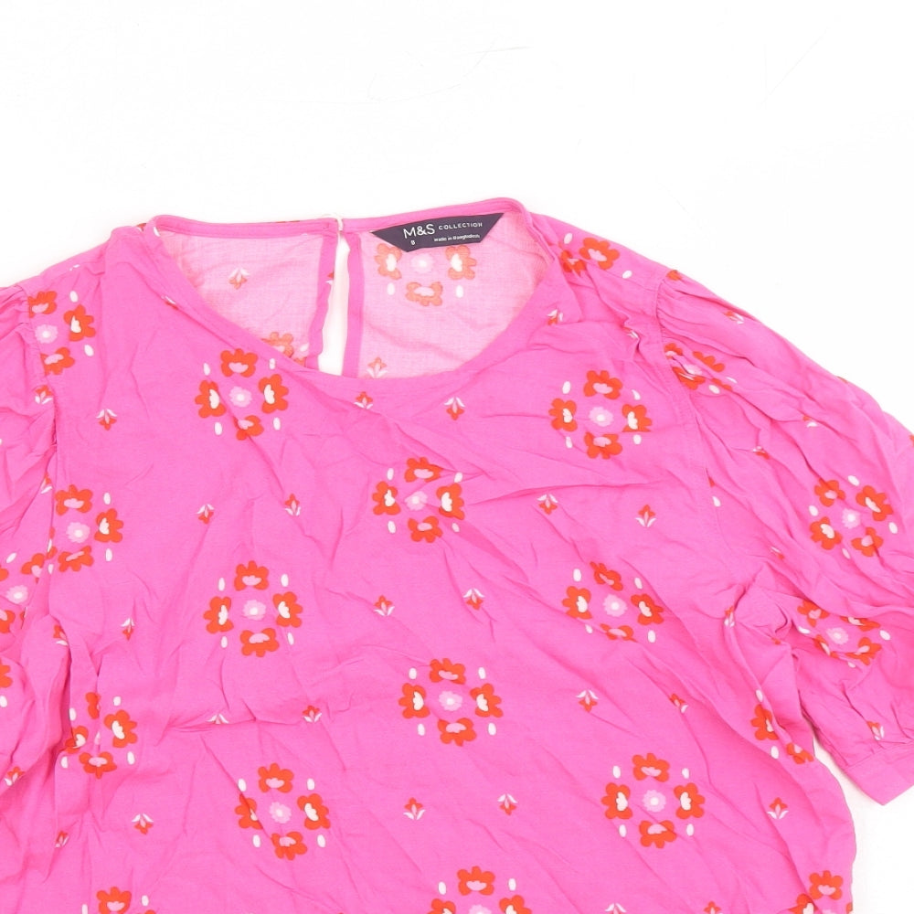 Womens UK Size 8 Marks and Spencer Pink Basic Blouse