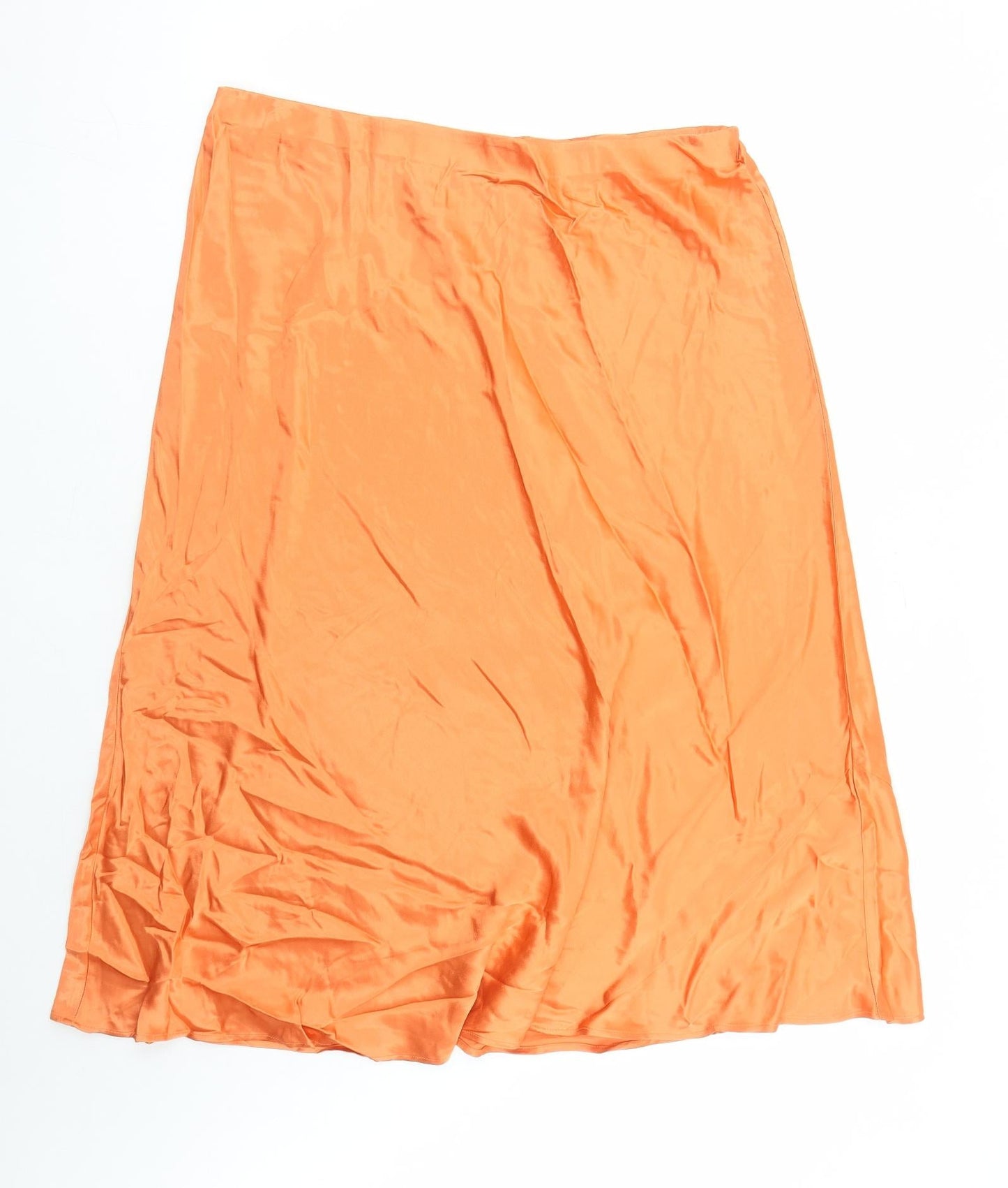 Marks and Spencer Womens Orange Viscose Swing Skirt Size 20 - Elasticated Waist