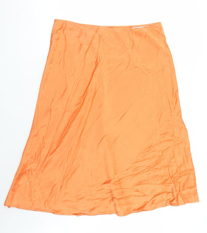 Marks and Spencer Womens Orange Viscose Swing Skirt Size 20 - Elasticated Waist