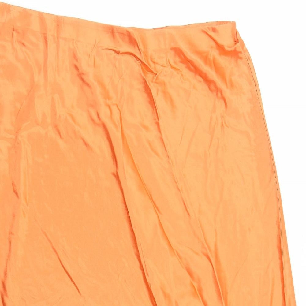 Marks and Spencer Womens Orange Viscose Swing Skirt Size 20 - Elasticated Waist