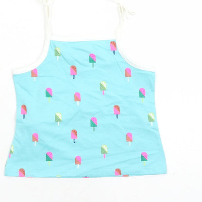 Marks and Spencer Girls Black Geometric Cotton Camisole Tank Size 2-3 Years Square Neck Tie - Ice Lolly Pattern