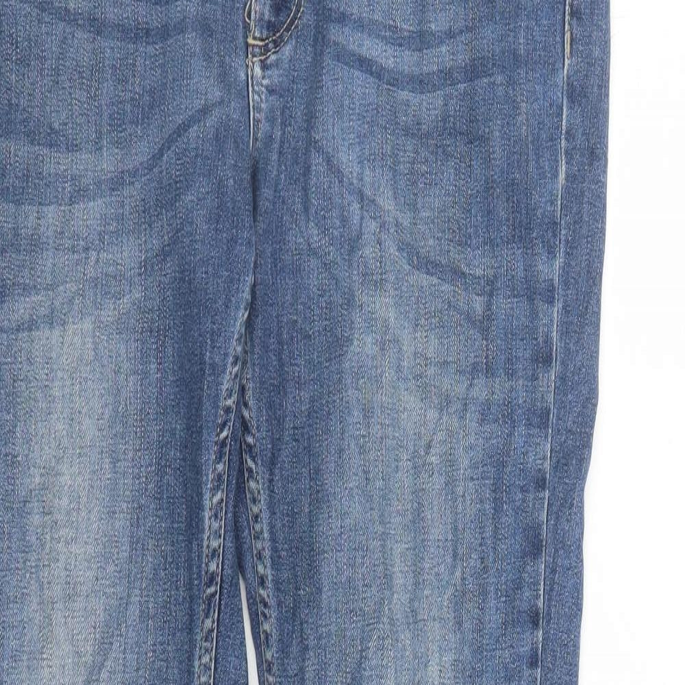 Indigo Womens Blue Cotton Straight Jeans Size 10 L29 in Slim Zip