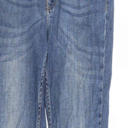 Indigo Womens Blue Cotton Straight Jeans Size 10 L29 in Slim Zip