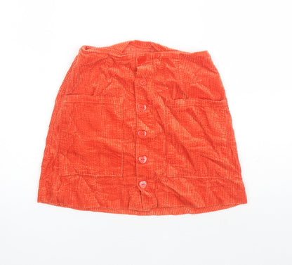 Rolla's Womens Orange Cotton Mini Skirt Size 6 Button