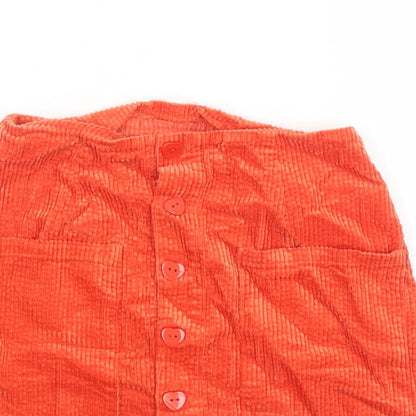 Rolla's Womens Orange Cotton Mini Skirt Size 6 Button
