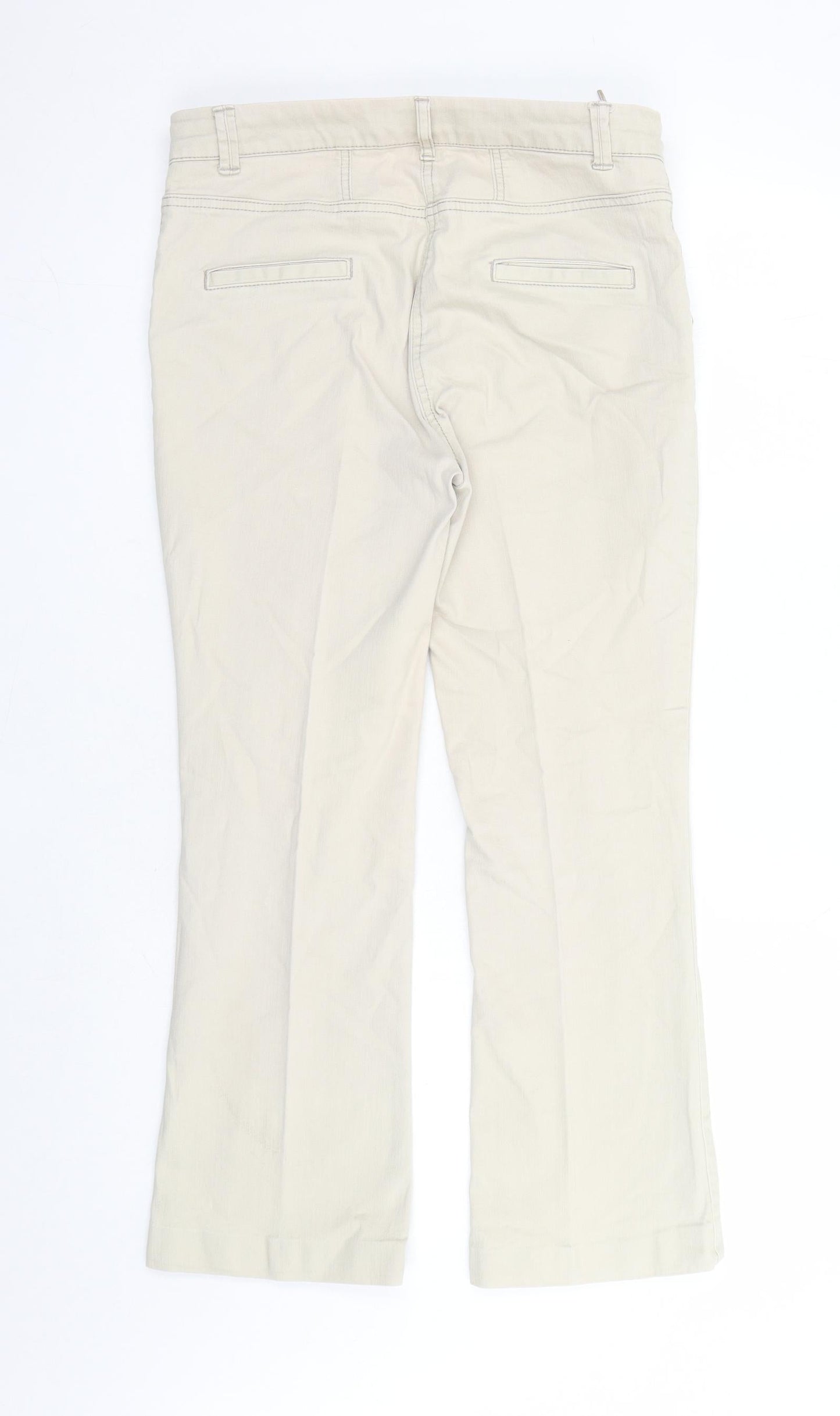 Per Una Womens Beige Cotton Bootcut Jeans Size 10 L27 in Regular Zip