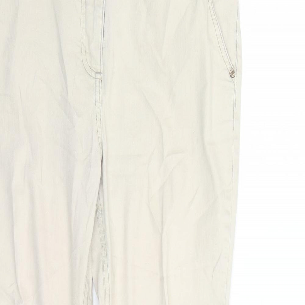 Per Una Womens Beige Cotton Bootcut Jeans Size 10 L27 in Regular Zip