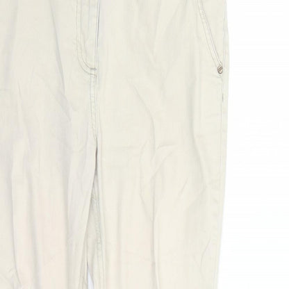 Per Una Womens Beige Cotton Bootcut Jeans Size 10 L27 in Regular Zip