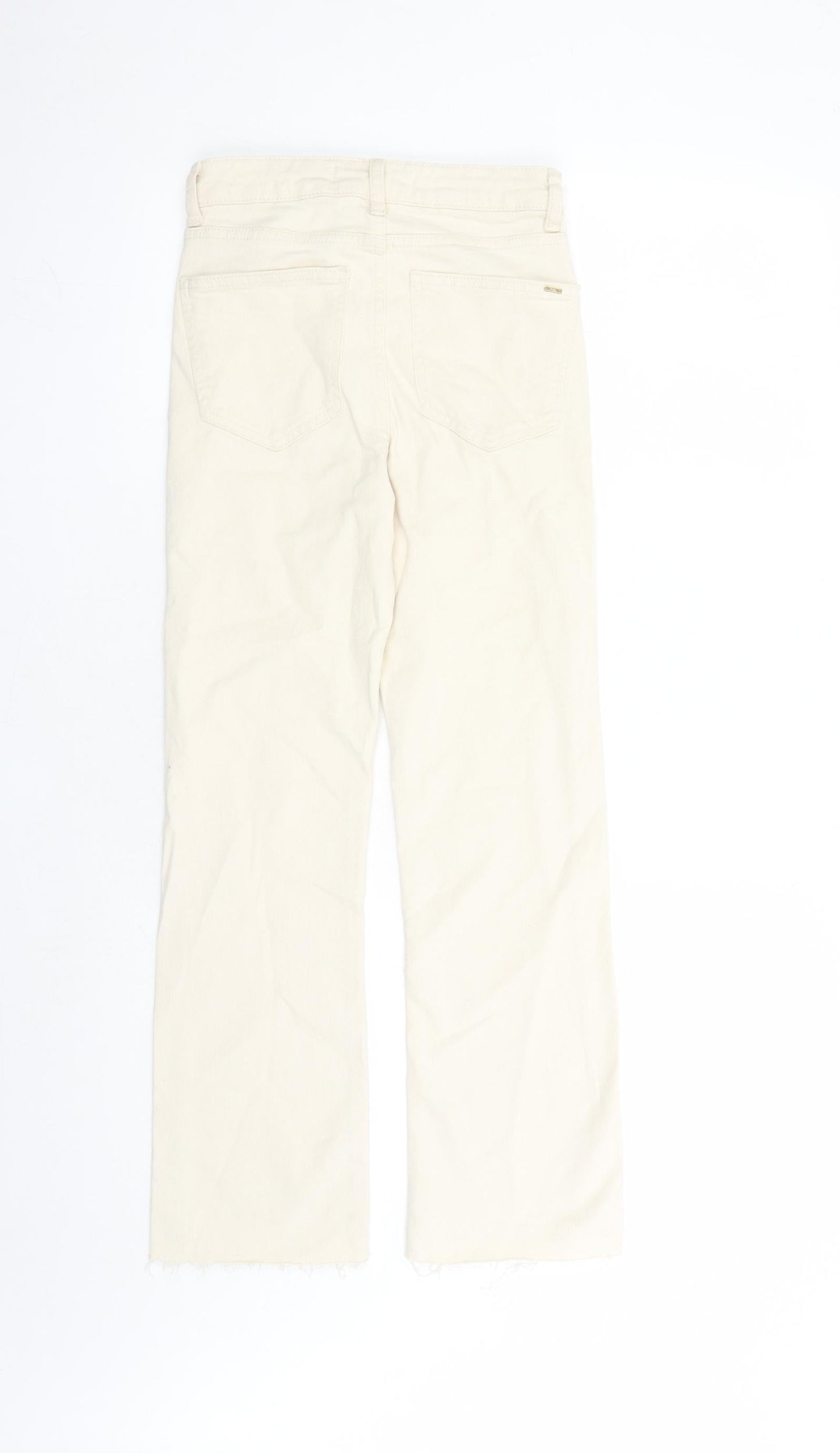 Zara Womens Beige Cotton Straight Jeans Size 24 in L25 in Regular Zip